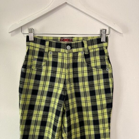 CLEARANCE  - Vintage 90s GOL Yellow Plaid High Rise Tapered Jeans - Picture 3 of 9